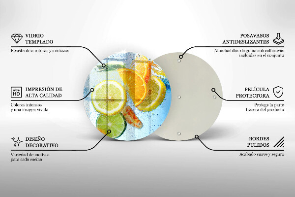 Chopping board glass Juicy citrus water