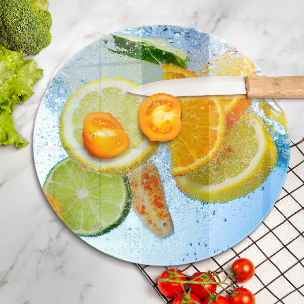 Chopping board glass Juicy citrus water