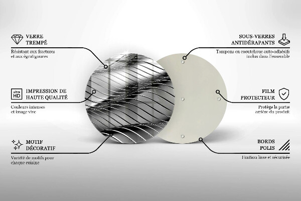 Chopping board glass 3D metal structure