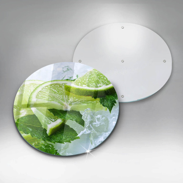 Chopping board glass Lime mint and ice