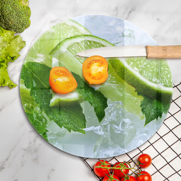 Chopping board glass Lime mint and ice
