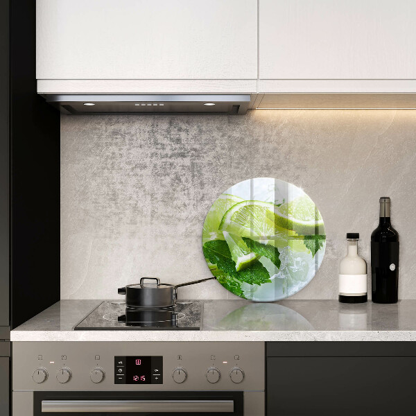 Chopping board glass Lime mint and ice