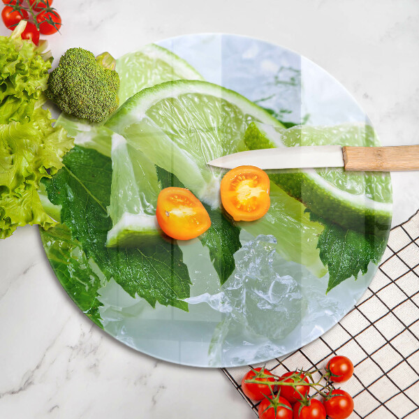 Chopping board glass Lime mint and ice