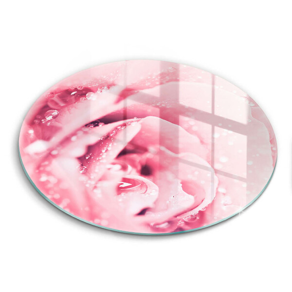 Chopping board glass Rosa drops and rose flower