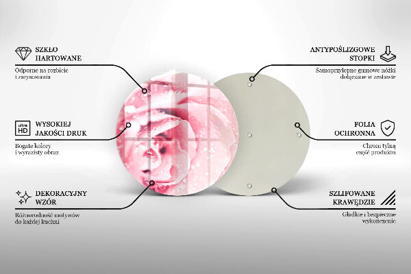 Chopping board glass Rosa drops and rose flower