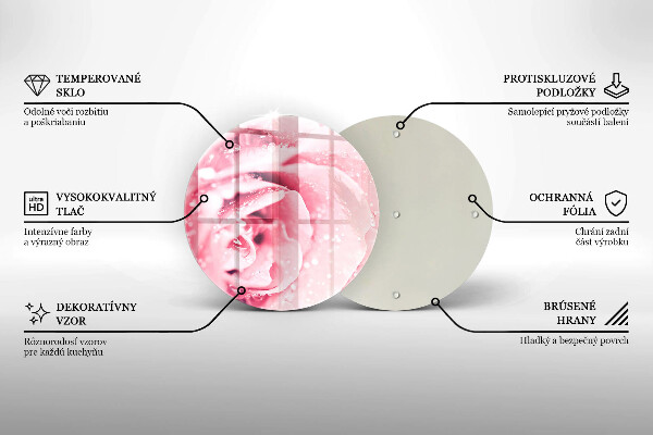 Chopping board glass Rosa drops and rose flower