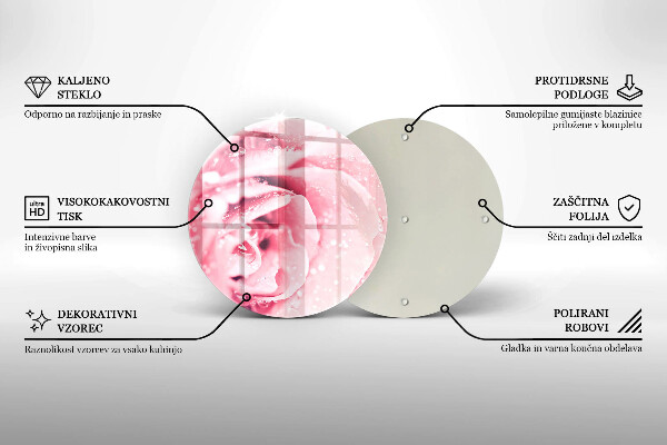 Chopping board glass Rosa drops and rose flower