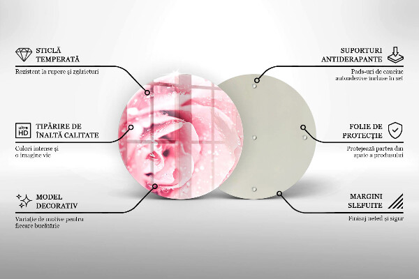 Chopping board glass Rosa drops and rose flower