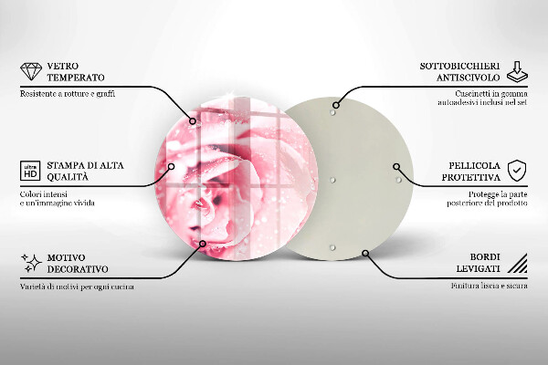 Chopping board glass Rosa drops and rose flower