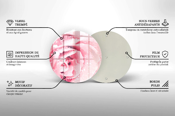 Chopping board glass Rosa drops and rose flower