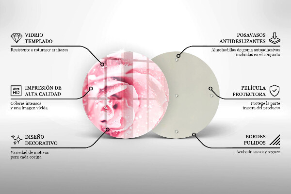 Chopping board glass Rosa drops and rose flower