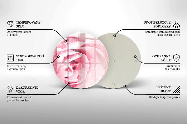 Chopping board glass Rosa drops and rose flower