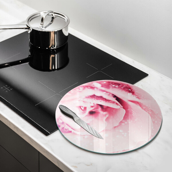 Chopping board glass Rosa drops and rose flower
