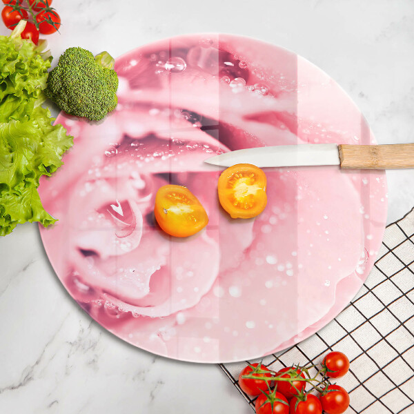 Chopping board glass Rosa drops and rose flower