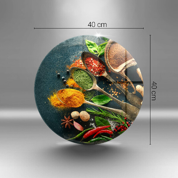 Chopping board glass Kitchen spices of spoon