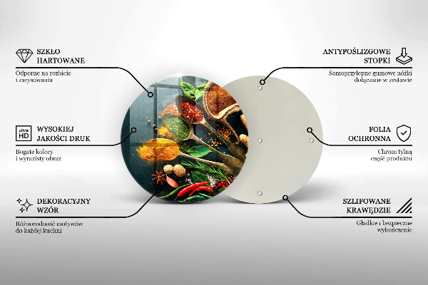 Chopping board glass Kitchen spices of spoon