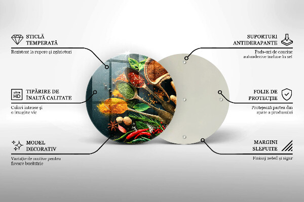 Chopping board glass Kitchen spices of spoon