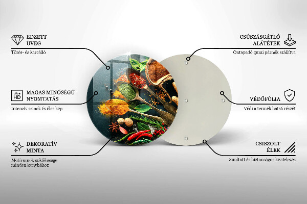 Chopping board glass Kitchen spices of spoon