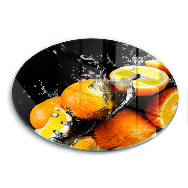 Chopping board glass Juicy fruit oranges