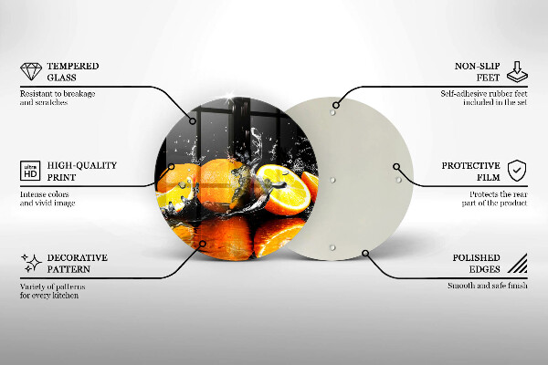 Chopping board glass Juicy fruit oranges
