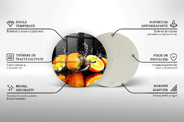 Chopping board glass Juicy fruit oranges