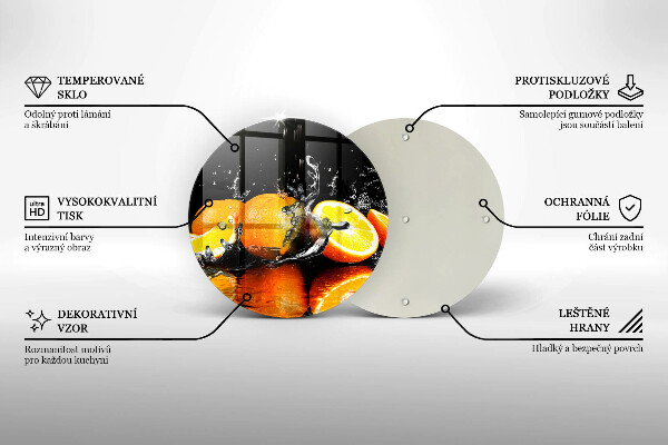 Chopping board glass Juicy fruit oranges