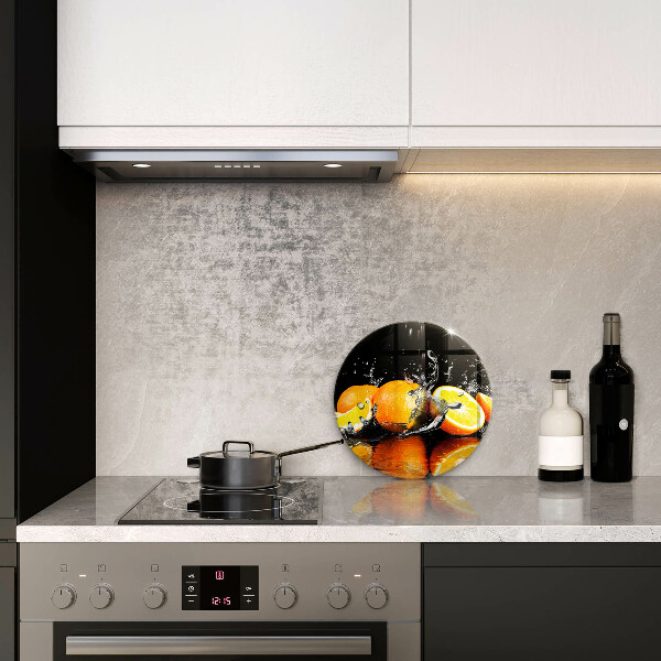 Chopping board glass Juicy fruit oranges