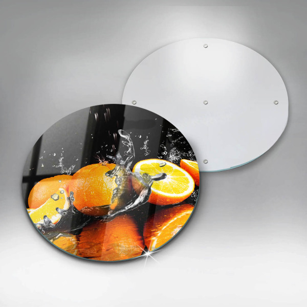 Chopping board glass Juicy fruit oranges