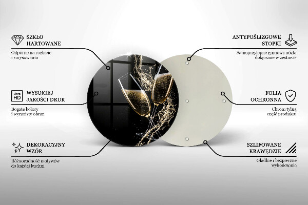 Glass cutting board Champagne glasses