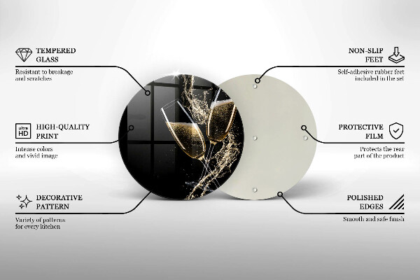 Glass cutting board Champagne glasses