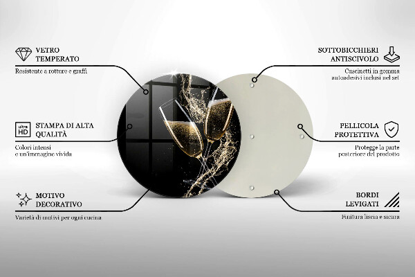 Glass cutting board Champagne glasses