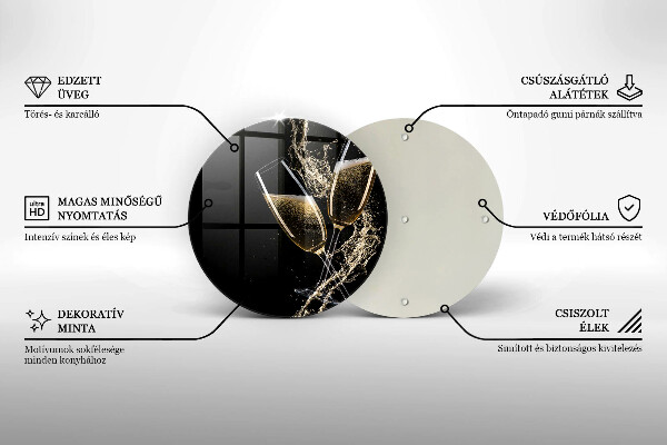 Glass cutting board Champagne glasses
