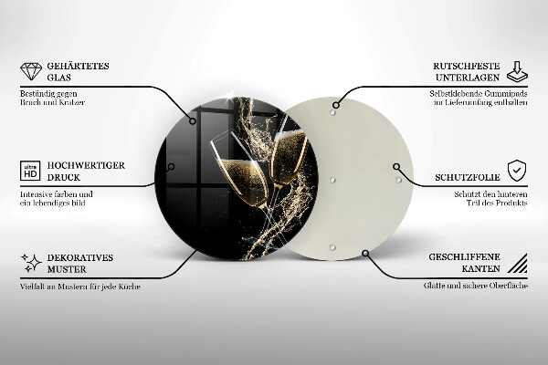 Glass cutting board Champagne glasses