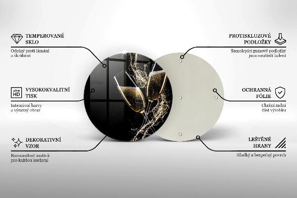 Glass cutting board Champagne glasses