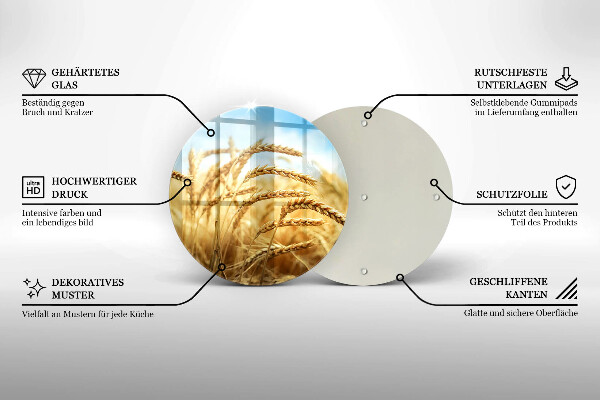 Chopping board glass Cereals in the field