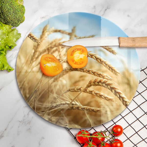 Chopping board glass Cereals in the field