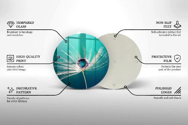 Chopping board Dew on a dandelion
