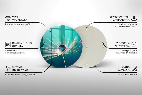 Chopping board Dew on a dandelion