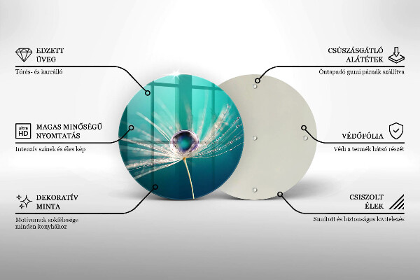 Chopping board Dew on a dandelion