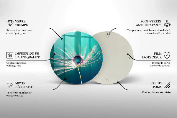 Chopping board Dew on a dandelion