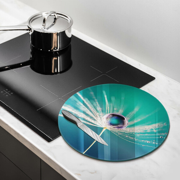 Chopping board Dew on a dandelion