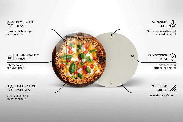 Chopping board glass Italian pizza