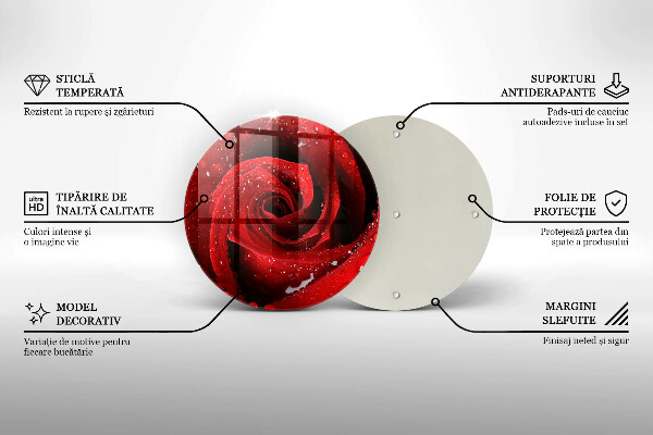 Chopping board glass Rose flower petals