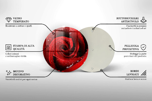 Chopping board glass Rose flower petals