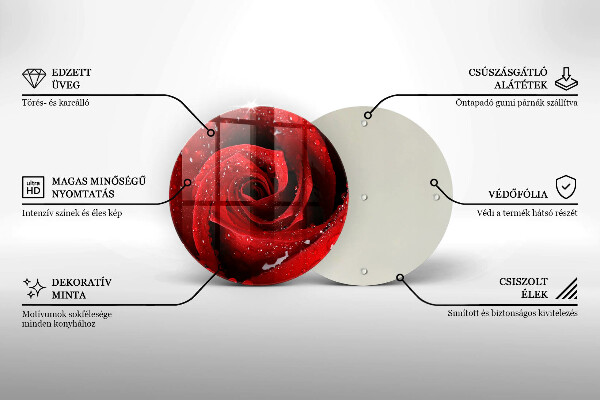 Chopping board glass Rose flower petals