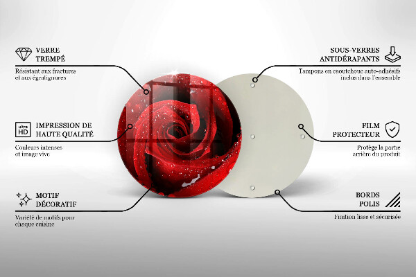 Chopping board glass Rose flower petals