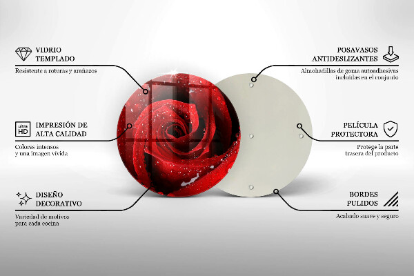 Chopping board glass Rose flower petals