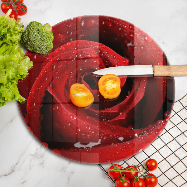 Chopping board glass Rose flower petals