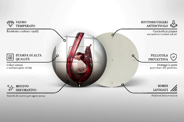 Chopping board glass Glass and red wine
