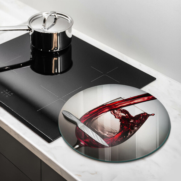 Chopping board glass Glass and red wine